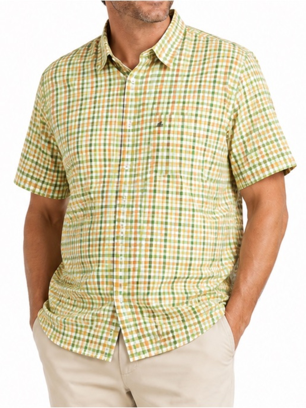 KARL KANI BUTTON DOWN SHORT SLEEVE PLAID SHIRT SZ XL EUC